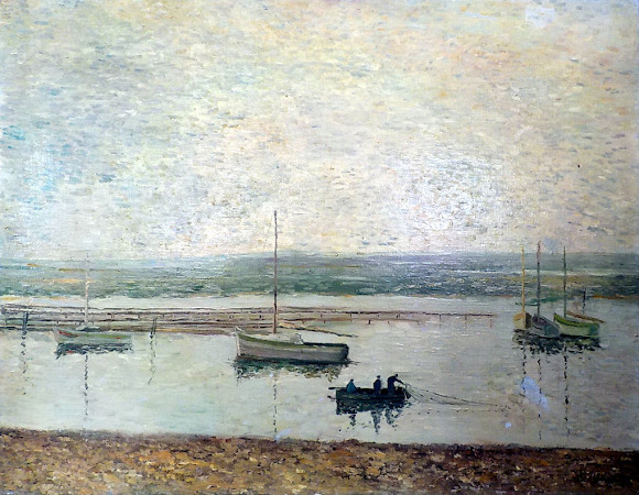 Relevé de filet dans la brume matinale